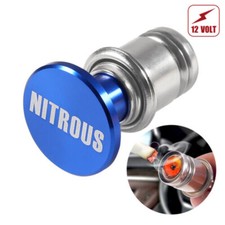 12V NITROUS Push Button Blue Car Cigarette Lighter Plug Cover Decor Accessories
