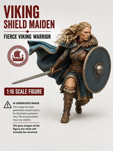 Medieval viking shield maiden - shield,