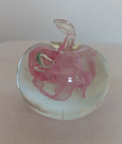 Art glass apple paperweight - glass,