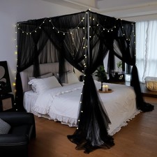 Canopy Bed Curtains - 4 Corners Post Bed Canopy Curtains for Girls & Adults, ...