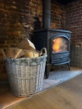 Large Grey-wash Wicker Mulberry Tree Lined Log Home Tidy Laundry Storage Basket