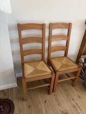 Vintage Pair 2 Wood Oak Ladder