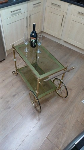 Vintage brass cart trolley - brass,