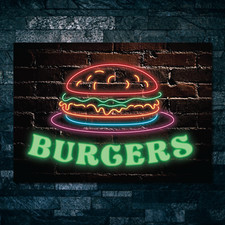 Burger neon, Burger led, Fast