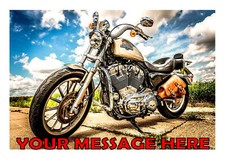 MOTORBIKE  BIRTHDAY   PERSONALISED CAKE TOPPER A4  EDIBLE ICED/ ICING 