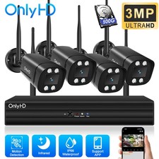 3MP 4CH NVR HD Outdoor Wireless CCTV Camera Security System  with Hard Drive