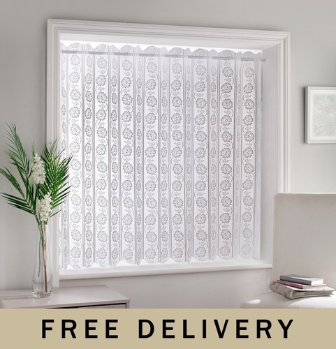 White lace floral net blind - net,
