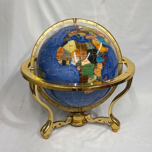 Large world globe blue inlaid - world,