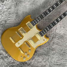 Custom Electric Guitar Double Neck Gold 6+12 String HH Pickups Free Shipping