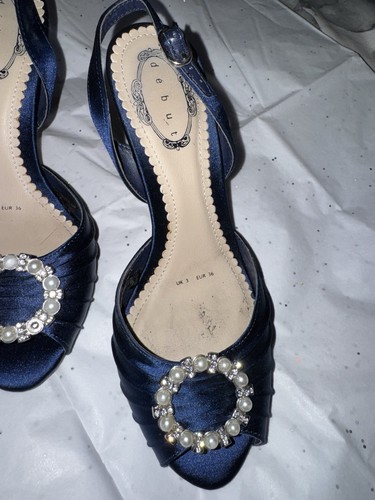 Debut navy satin heel - navy,
