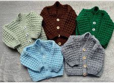 Hand Knitted New-born Baby Boy Cardigan In Lots Of Colours £8.49 Free P&P
