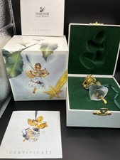 NEW Swarovski Crystal 1998 Christmas Memories Angel w/ Harp Ornament COA & Box