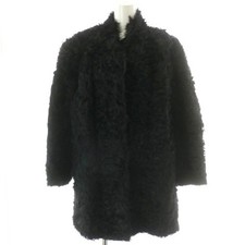 Lamb Fur Coat Women Black Fully Lined Free Size Mid-Length Used