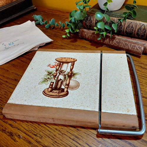 Retro wooden cheese board with - retro,