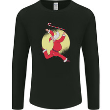 Santa Baton Twirling Christmas Gymnastics Xmas Mens Long Sleeve T-Shirt