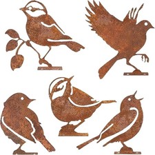 5Pcs Rusty Metal Bird Garden