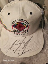 F1 Michael Schumacher white autographed/signed cap. Benneton World Championship