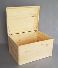 Wooden Box Storage Craft Decoupage 40 x 30 x 23cm Plain Wood Lid No Handle Chest
