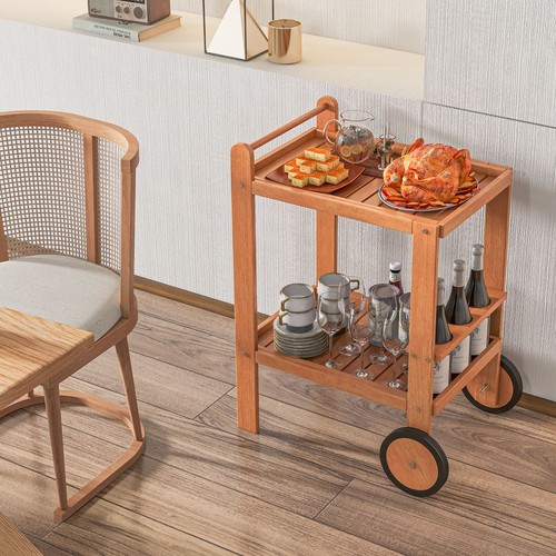 Indoor outdoor wood bar cart - wood,