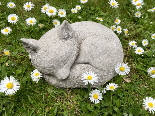 Fox cub sleeping garden stone - cub,