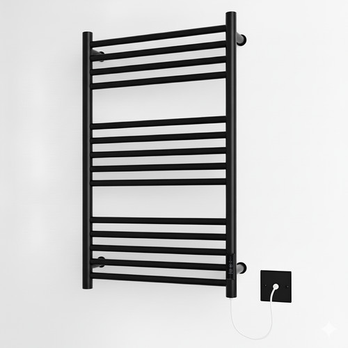 Black electric heated towel - black,
