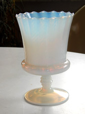Opaline Glass Vase Footed Cup / Vase Opaline Optic Blown 17cm Tall