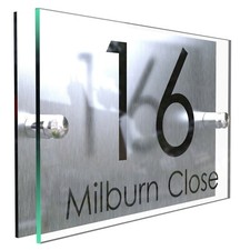 Contemporary HOUSE SIGN / PLAQUE / DOOR / NUMBER / GLASS EFFECT ACRYLIC