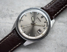 October 1967 Vintage Seiko Automatic 7625 Leather Silver Dial Date Watch