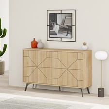 DUNE Console Cabinet 123cm – 4 Door Storage Sideboard with Metal Legs – Modern