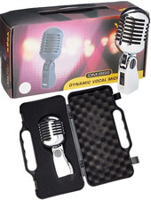 Retro Microphone Vintage Style 50s Chrome Dynamic Professional Mic with Case