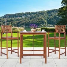 3PCS Patio Acacia Wood Bar