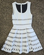 ALAÏA White Monochrome Cutout Detail Sleeveless Skater Mini Dress IT Size 36