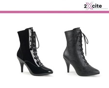 Pleaser High Heel Ankle Boots 4" Pointed Lace Up Pink Label Dream 1020