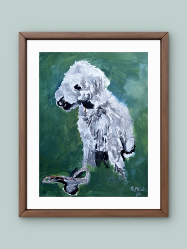 Bedlington terrier painting - bedlington,