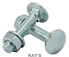 M12 12mmØ CARRIAGE BOLTS WITH NUTS & WASHERS CUP SQUARE COACH SCREWS ZINC PLATED