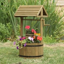 Wooden Wishing Well Planter