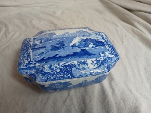 Antique lidded butter dish - dish,