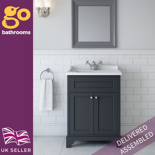 Grey 600mm traditional vanity - traditional,
