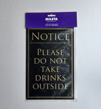 Pub Sign Notice No Drinks Outside Home Bar 26 x 17 cm