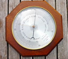 Sewills Liverpool aneroid barometer Brass On Wooden Mount