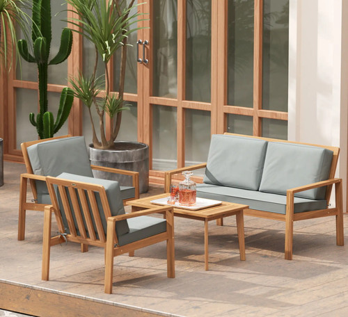 Wooden garden furniture set - furniture,