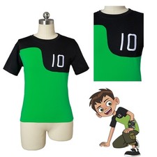 Ben 10 Ben Tennyson Green Tops Cosplay Costume Summer Party Short Sleeves Shirts