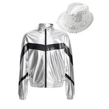 Kids Girls Coat Metallic Sweatshirt Windbreaker Top Shiny Jacket Fashion Party