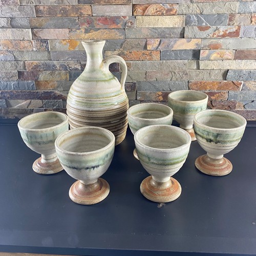Studio art pottery jug - jug, goblets