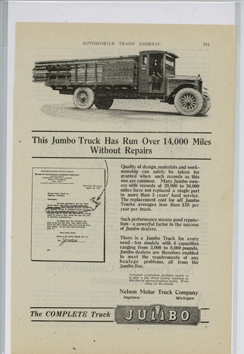 1921 nelson motor truck - motor, ad