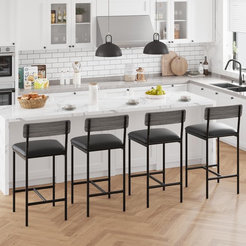 4pcs bar stools faux - bar, leather