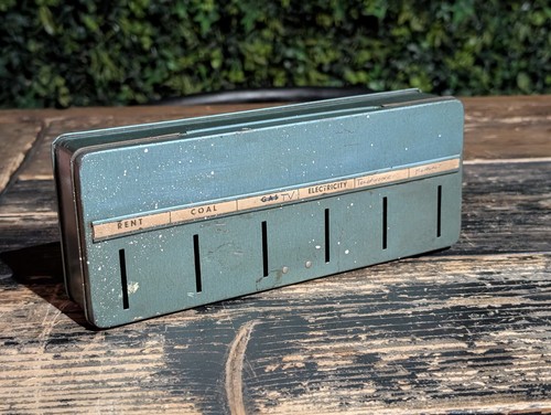 Vintage metal thrift box money - vintage,