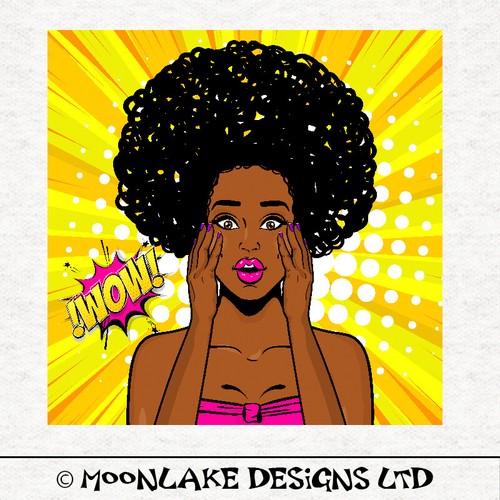 Pop art wow afro lady - wow,
