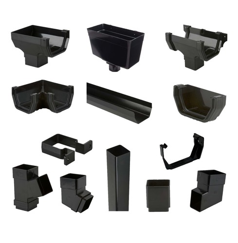 Black square plastic gutter - square,