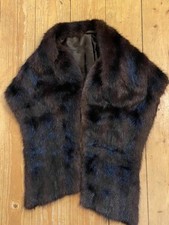 Vintage Brown Mink Fur Stole Wrap Satin Lining Christmas Party Excellent Cond